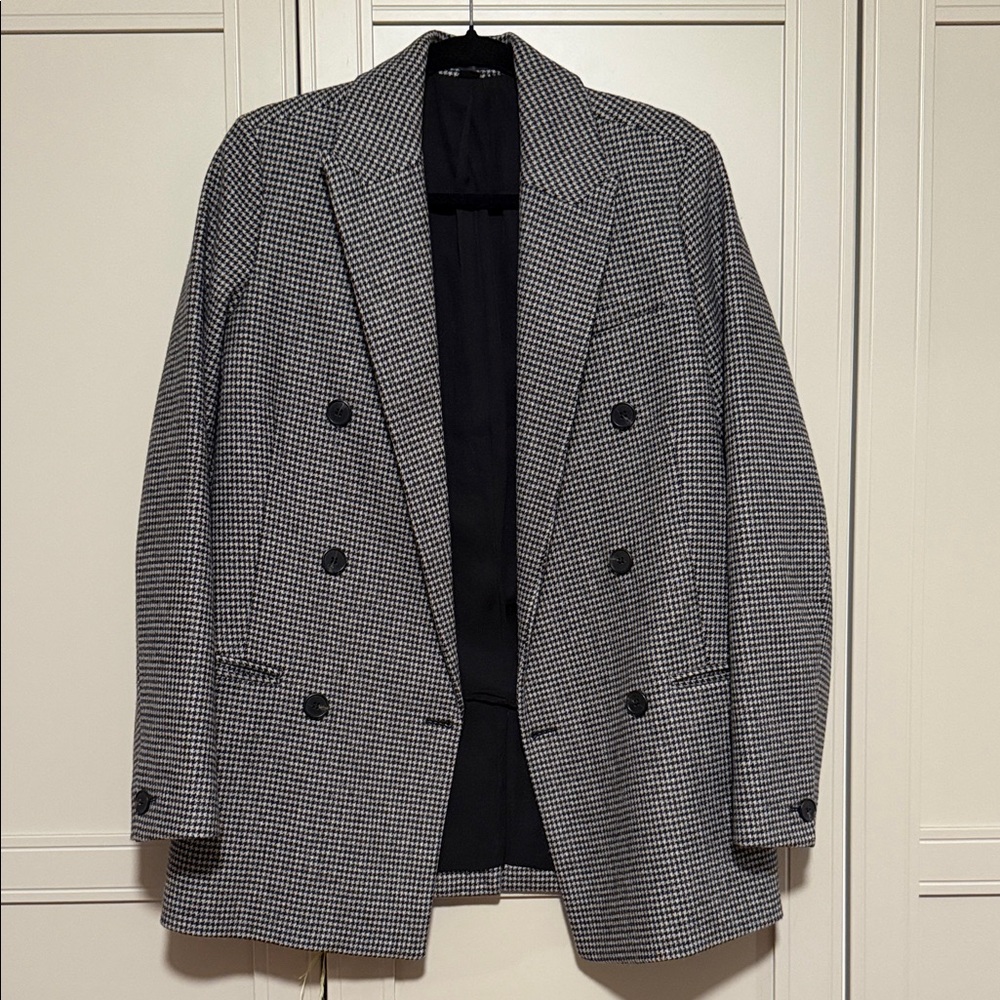 All Saints Houndstooth Double-Breasted Blazer